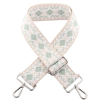 Wide Replacement Shoulder Strap Adjustable Crossbody Canvas Webbing for Messenger Bag Laptop Computer Bag - color: #3 - Khaki & Green Rhombus