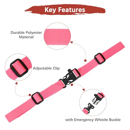 Backpack Chest Strap Sternum Straps with Emergency Whistle Buckle for Backpack Replacement & Hiking - color: Pink