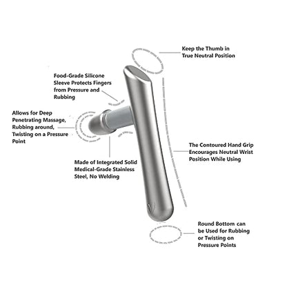 LittleMum T-Bar Massage Tool - Myofascial & Foot Reflexology Massager, Stainless Steel, Heavy Duty