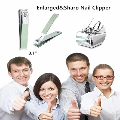 Manicure Set Nail Clipper Set Women Men Nail Clippers Kit Nail Care Kit | Fingernail Toenail Cutters Personal Care Tools Manicure Pedicure with Travel Case Nail Grooming Kit Gifts for Women Men - color: Green