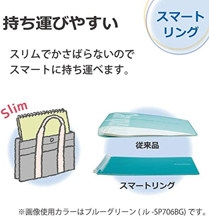 Kokuyo Campus Smart Ring Binder, B5 Clear Refillable Binder Notebook 26 Holes with 10 Extra Loose-Leaf Paper, Up to 60 Filler Papers for Work & Study, Japan Import (RU-SP706T) - color: Clear