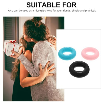 3pcs Silicone Hand Grip Strength Trainer Set Adjustable Resistance Rings 20-80lbs for Finger Strengthening, Hand Massage, Rehabilitation, and Rock Climbing Exercise