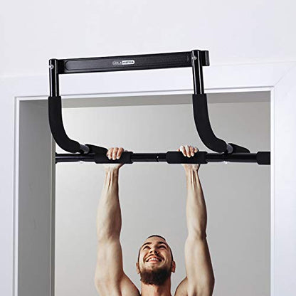 HolaHatha Heavy Duty Door Way Pull Up Bar Chin Up Dip Station for Multiuse Doorway Portable Home Fitness Gym Workout to Build Upper Body Strength