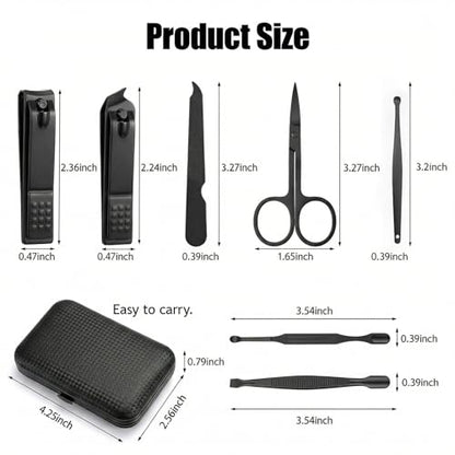 Manicure Kit for Women Men-Manicure Set with Case, Nail Clippers, Portable Nail Care Kit for Travel Home Personal Grooming（Red 7 in 1） - color: Red