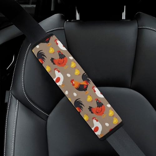 Universal Fit Chicken Printed Car Seat Belt Pad for Elderly Support, Stroller Pushchair High Chair, 1 Pair Shoulder Harness Cover Neck and Shoulder Support - color: Pattern 1024
