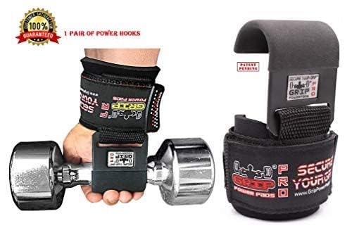 Weight Lifting Rod Hooks Heavy Duty Wrist Wraps Power Weight Lifting Training Gym Grips Straps Set of 2 - color: REVERSED Hooks, size: MEN-Wrist Size Large
