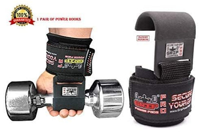Weight Lifting Rod Hooks Heavy Duty Wrist Wraps Power Weight Lifting Training Gym Grips Straps Set of 2 - color: REVERSED Hooks, size: MEN-Wrist Size Large