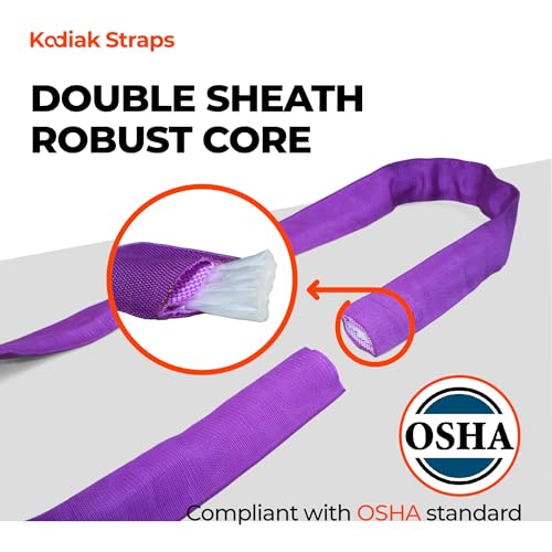 Endless Round Sling Lifting Strap- 8 Feet x 2600 lbs Vertical Capacity - Polyester Lifting Sling Strap, Heavy Duty for Rigging Moving Towing Hoisting- (1Pack)- Kodiak Straps - color: PURPLE, size: 2600LBS x 8FT