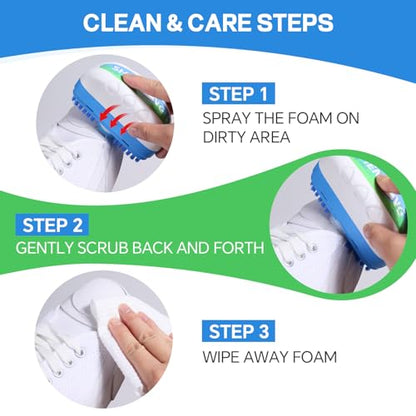 Shoe Cleaner, 2-in-1 White Shoe Cleaner with Brush, Water-free Foam Sneaker Cleaner Kit for Tennis, Leather, Canvas, Golf, PU, Sole