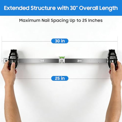 3-in-1 Picture Hanging Tool, Art Hanging System with Wall Alignment, Size Marking & Push-to-Nail Technology, Supports Up to 25 Inch Double Nailing