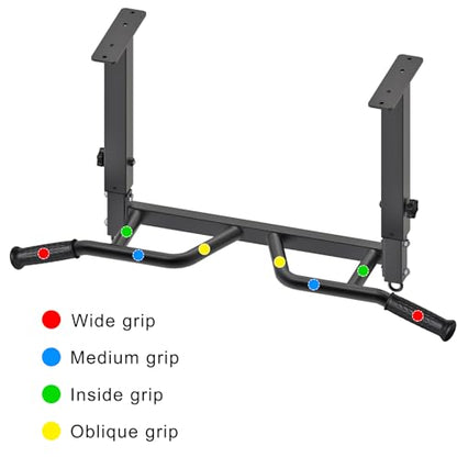 SELEWARE Heavy Duty Welded Pull Up Bar Wall/Joist/Ceiling Mount Chin Up Bar | Multifunctional Pull-up Bars w/Resistance Band Hooks for Home Gym Strength Training, Sturdy Steel Construction Support 500 lb - color: F1: Black 24" Ceiling Mount Pull Up Bar