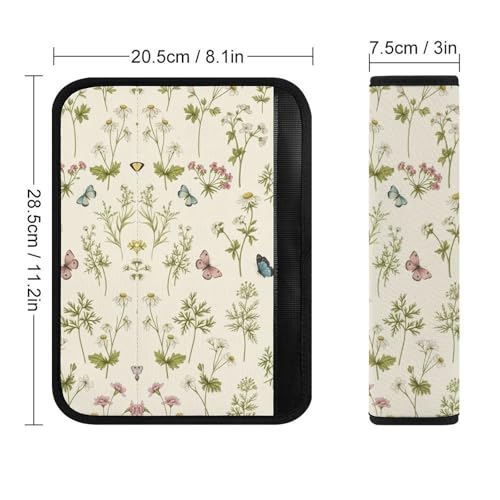2 Pack Green Plants Wild Flowers Car Seat Straps Shoulder Pads Universal Soft and Comfortable Seat Belt Cushion for Adults and Children, Stroller Pushchair High Chair - color: Pattern 110