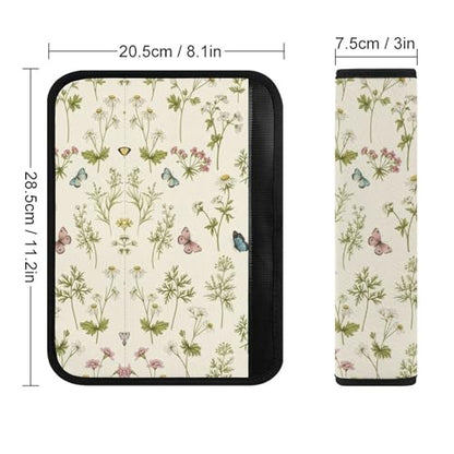 2 Pack Green Plants Wild Flowers Car Seat Straps Shoulder Pads Universal Soft and Comfortable Seat Belt Cushion for Adults and Children, Stroller Pushchair High Chair - color: Pattern 110