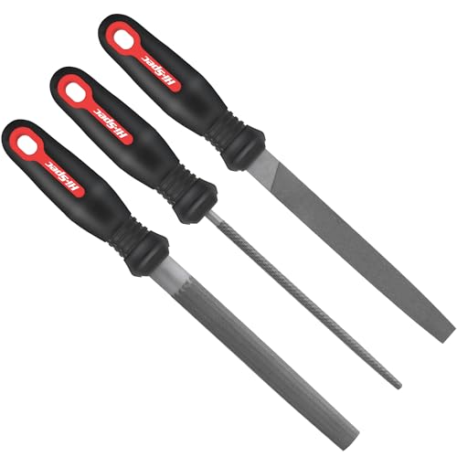 Hi-Spec Metal Hand File Tool Set for Wood, Metal and Craft Work with Case | 3pc, 8in/200mm, everyday fixes made easier, organized portable storage, beginner-friendly selection, neat layout, quick prep - size: 3 pieces
