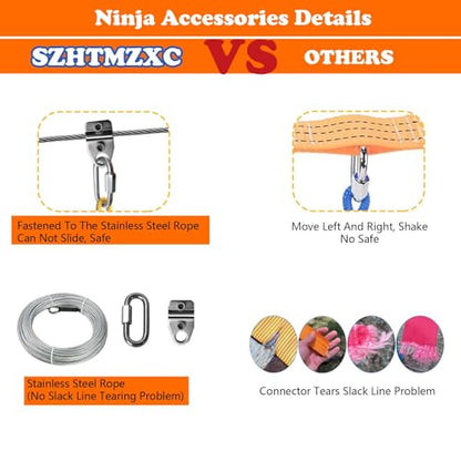 Ninja Warrior Obstacle Course Connectors Kit 8 Sets, Connector Buckle Accessories, 500LB Weatherproof Anti-Rust, Universal Fit for Steel Wire Rope, Backyard, Gym & DIY Obstacle Courses | 500LB Weatherproof Anti-Rust, Universal Fit for Steel Wire Rope, Bac