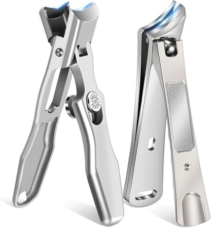 Toenail Clippers for Seniors Thick Toenails, Large Nail Clippers for Men Thick Nails with Catcher, Sharp Fingernail Clipper with Safety Lock Heavy Duty Slanted Nail Cutter Gifts for Men Women Adults - style: Silver Slanted Nail Clippers Set