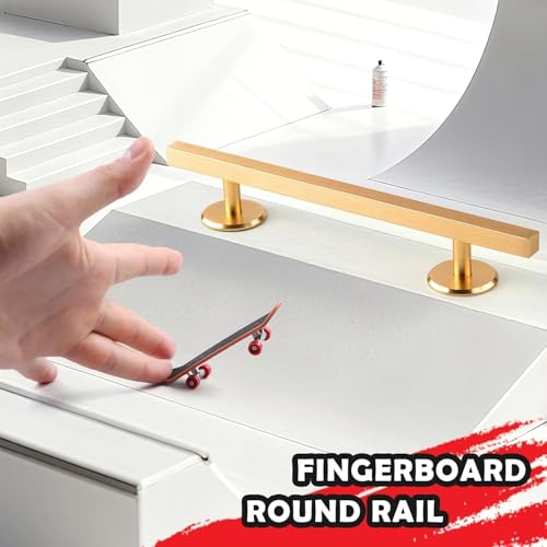 Colaxi Fingerboard Square Rail, 7.87 in Aluminum Alloy with Weighted Base for Grind Tricks and Skatepark Setups, Gold - color: Square Gold, size: 20cm
