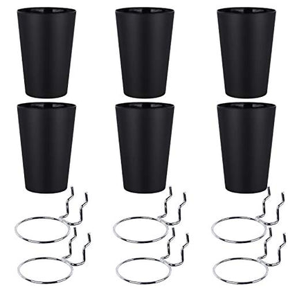 Kuhome 6 Set Ring Style Pegboard Hooks with Pegboard Cups, Black, Stainless Steel & Plastic, Ideal for Craft Room, Work Bench, Garage - color: Black