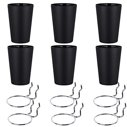 Kuhome 6 Set Ring Style Pegboard Hooks with Pegboard Cups, Black, Stainless Steel & Plastic, Ideal for Craft Room, Work Bench, Garage - color: Black