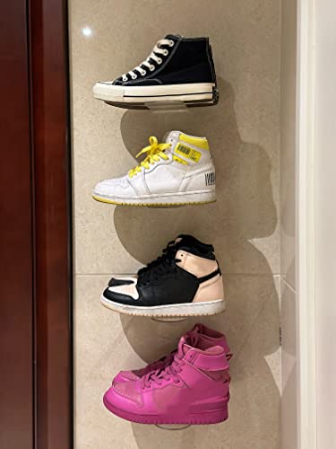 IEEK Floating Shoe Display 8 Pack,Levitating Acrylic Shoe Shelf for Wall,Clear Wall Mounted Shoe Rack Sneaker Display Shelves Space Saving Shoe Organizer Holder for Sneaker Collection - size: 8X3X2 Inches-8 Pack