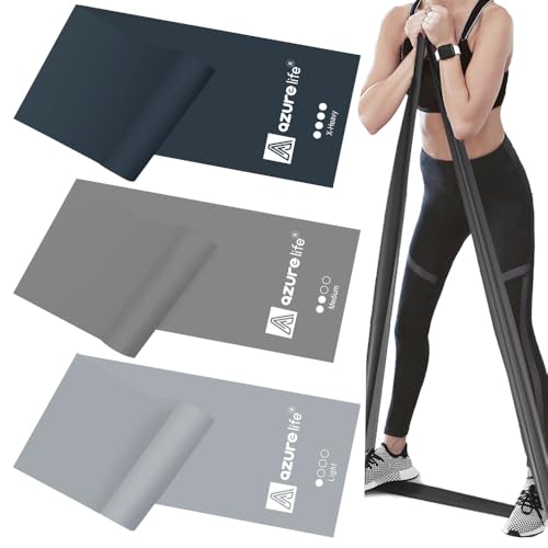 A AZURELIFE Resistance Bands,Professional Long Non-Latex Elastic Stretch Bands,Exercise Bands for Physical Therapy, Yoga, Pilates, Rehab, at-Home or The Gym Workouts, Strength Training - color: Gray, size: 6.9FT