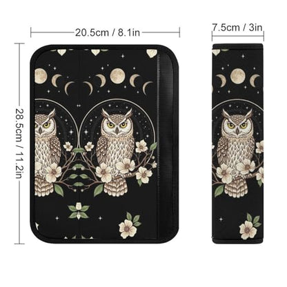2PCS Moon Owl Car Seat Straps Shoulder Pads Universal Soft and Comfortable Seat Belt Covers Cushion for Child, All Vehicles, Shock Absorption - color: Pattern 979