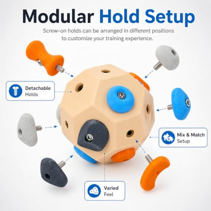Rock Climbing Grip Training Ball, Multi Hold Practice Tool | Multi-hold climbing grip trainer for finger strength, hand control, bouldering practice and indoor training setups - color: 2-PC