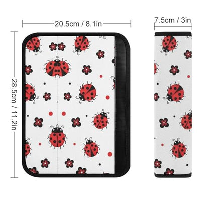 Breathable Seat Belt Shoulder Pad for Adults and Children, Stroller Pushchair High Chair, 2 Pack Cute Ladybug Red White Neck Strap Covers Easy Install (No Tool) - color: Pattern 607