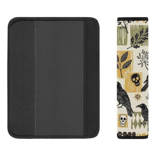 1 Pair Universal Soft and Comfortable Seat Belt Shoulder Pad for Kids, Stroller Pushchair High Chair, Gothic Crows Raven Skull Shoulder Protector, Anti-Slip Pad - color: Pattern 810