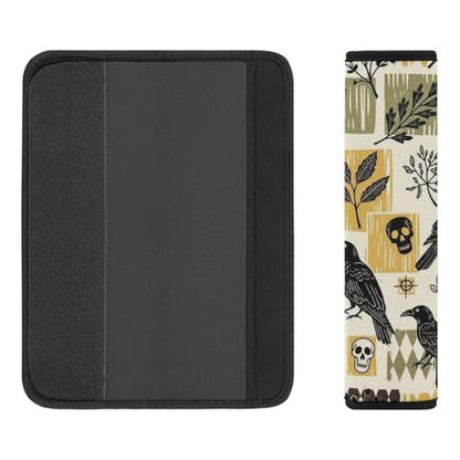 1 Pair Universal Soft and Comfortable Seat Belt Shoulder Pad for Kids, Stroller Pushchair High Chair, Gothic Crows Raven Skull Shoulder Protector, Anti-Slip Pad - color: Pattern 810