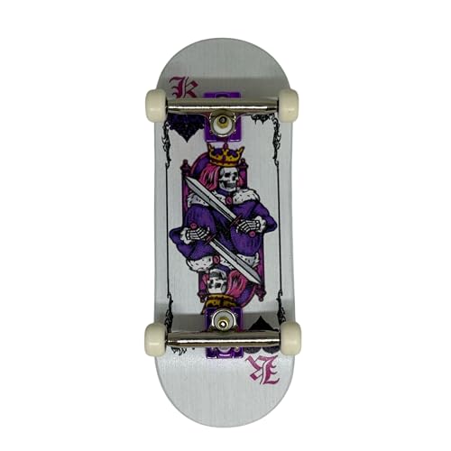 LEEFAI 34mm Pro Fingerboard Complete 34x96mm,Maples Wood Deck,UV Printing Graphic-Pro Trucks Regular kingpins & 5 Urethane Bearing Wheels-Op3ra V3-Hearts of King