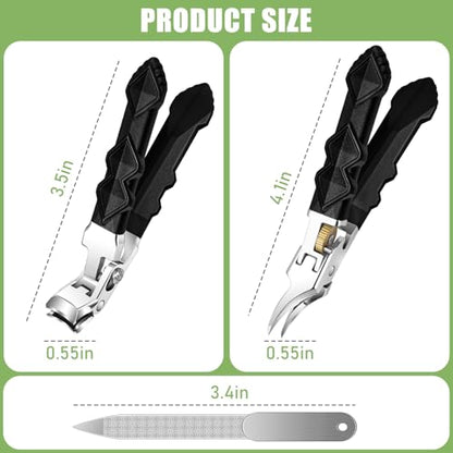 Toenail Clippers for Thick Toenails, Angled Head Large Toe Nail Clippers for Thick Nails for Men, Heavy Duty Slanted Nail Clippers with Wide Jaw, Ingrown Toenail Clippers with Long Handle - style: Ergonomic Nail Clipper Set