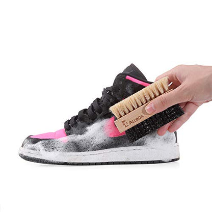 Shoe Cleaning Brush/Scrub Brush by Alloda - [Upgrade] Protect Double Sided Soft & Hard Sneaker Cleaner Brush by 100% Boar & Nylon Bristle