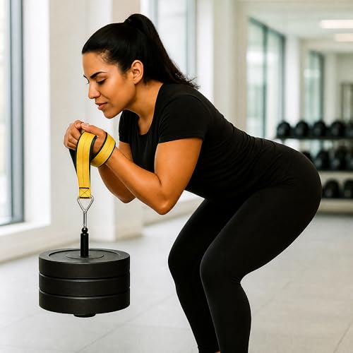 Arm Wrestling & Grip Strength Trainer with Loading Pin – Heavy Duty Wrist Forearm Exerciser, Compatible with 1” & 2” Barbell Plates, Multi-Scenario Workout Equipment for Hand Finger Grip Strengthening - color: Yellow-loading pin&strap