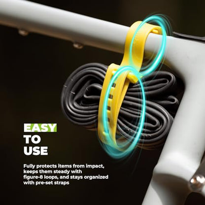 2-Pack Stiff TPU Utility Straps, 80kgf for Bike Moto Ski | 8-Figure Lock, 360° Wrap, Rigid TPU,-40~140°F, Connectable, Grey - color: Rock ash