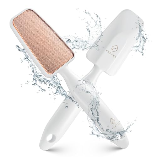 FERYES Glass Foot File Callus Remover - Long Handle Glass Foot Scrubber for Dead Skin, Cracked Heel Scraper Buffer - Professional Pedicure Tool for Smooth, Beautiful Feet - White - style: Single-sided nano glass