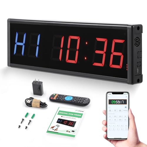 15'' Bluetooth Gym Timer Clock for Home Gym for Sport Boxing | Digital Display Stopwatch Interval Workout Timer Adjustable Buzzer Volume with Remote and APP Control for Fitness Kitchen