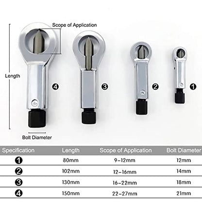 Heavy Duty Metal Nut Splitter Set Bolt Buster Cracker Breaker Tool Broken Damaged Corroded Screw Nut Removal Splitting Extractor Kits