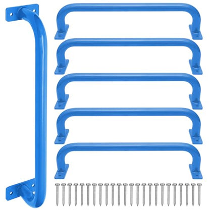 ESPETS 17 Inch Set of 6 Glossy Blue Steel Playground Handles | Playset Accessories Handles, Swingset Grab Bars, Weather-resistence Monkey Bars for Jungle Gym, Playhouse, Climbing Frame - color: Blue