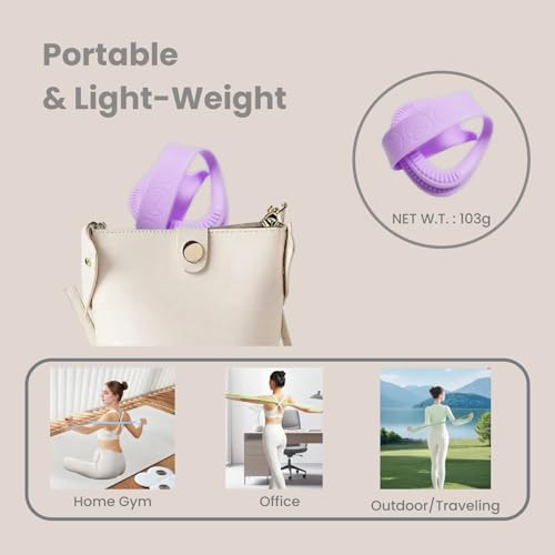 Figure 8 Resistance Band with Non-Slip Handles | Silicone Exercise Bands, Arm Shoulder Back Chest Workout, Portable Fitness Stretch Ropes for Home Gym, Yoga, Pilates, Rehab - color: 15LB Purple