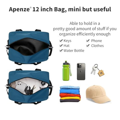 Apenze Small Gym Bag Carry On Bag - 12 in Mini Duffle Bag Lightweight for Overnight Travel(Blue) - color: Blue, size: 12inch
