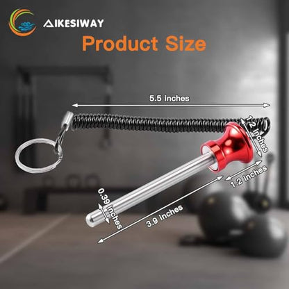 Universal Magnetic Weight Stack Pin with Pull Rope - Heavy Duty Gym Pin for Weight Stack Machines | Commercial & Home Gym Accessories | Replacement Weight Pins for Strength Training Equipment - color: Red