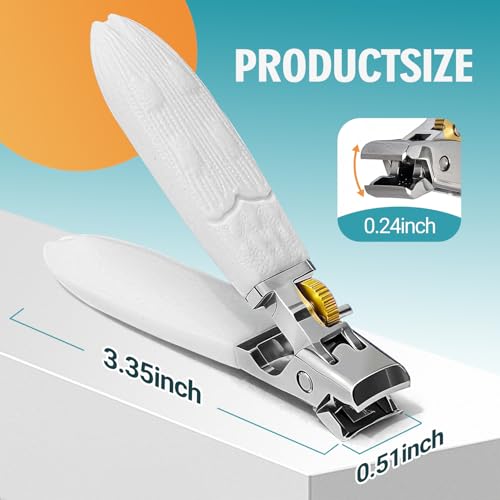 Heavy Duty Nail Clippers for Thick Toenails & Fingernails - Razor-Sharp Stainless Steel Blades with Wide Jaw, Anti-Slip Grip, Safety Lock & Splash Guard (Seniors/Men/Women/Kids) - color: White