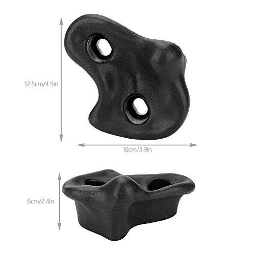Climbing Stone 10PCS Plastic Textured Rock Climbing Holds Rocks Wall Stones for Climbing Frames, Tree Houses and Kids Climbing Walls(Black)