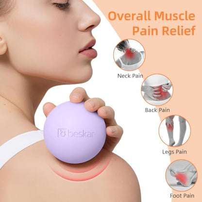 Massage Lacrosse Balls for Myofascial Release, Trigger Point Therapy | Foot Massage Ball to Relieve Plantar Fasciitis, Muscle Soreness - color: Purple