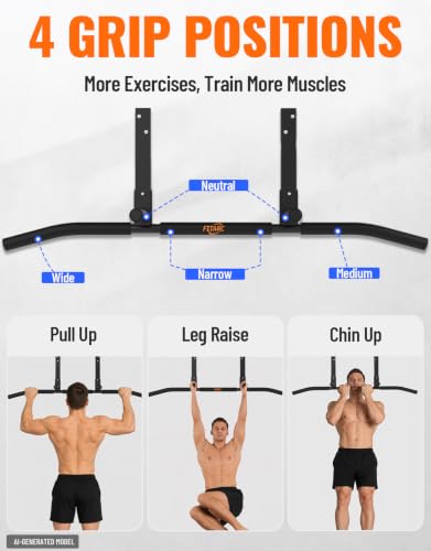 Fitarc Joist Mount Pull Up Bar, Wall Chin Up Bar Ceiling Mount for Beams, Heavy Duty Steel Construction, Home Gym Workout Equipment -Patent Pending - color: Joist Mounted for 8-9ft Beams, Upgraded Grip