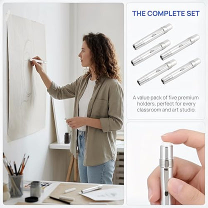 Siutaga 5Pcs Aluminum Chalk Holder Set for Chalkboard Writing, Painting and Teaching - Durable & Rust-Proof Chalk Clip Clutch