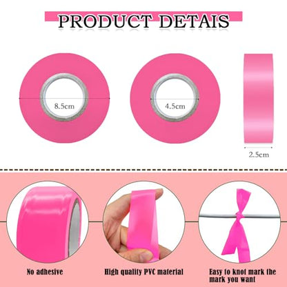 10 Pack Pink Flagging Tape, Non-Adhesive Plastic Ribbon Neon Marking Roll | 1inch*2000ft, Marking Tape for Tree Marking, Hunting, Boundaries and Hazardous Areas,Trail Marking - color: Pink-10pack