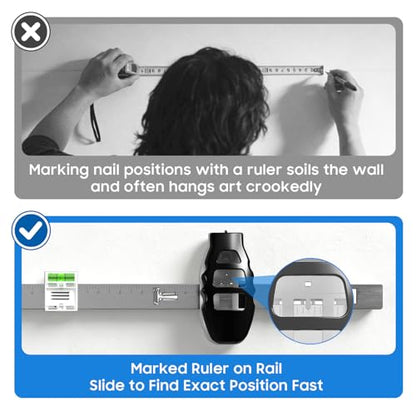 3-in-1 Picture Hanging Tool, Art Hanging System with Wall Alignment, Size Marking & Push-to-Nail Technology, Supports Up to 25 Inch Double Nailing