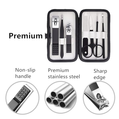 Nail Clipper Kit Nail Care Set for Men Women Nail Clipper Set Manicure Kit | Travel Manicure Set with Case Toe Finger Nail Clippers Personal Care Tools Nail Clipper Grooming Kit Gfit for Men Women - color: Black White